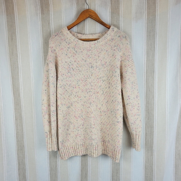 Gap Maternity Bobble Sleeve Crewneck‎ Sweater Confetti Cream Size Small - Picture 1 of 9